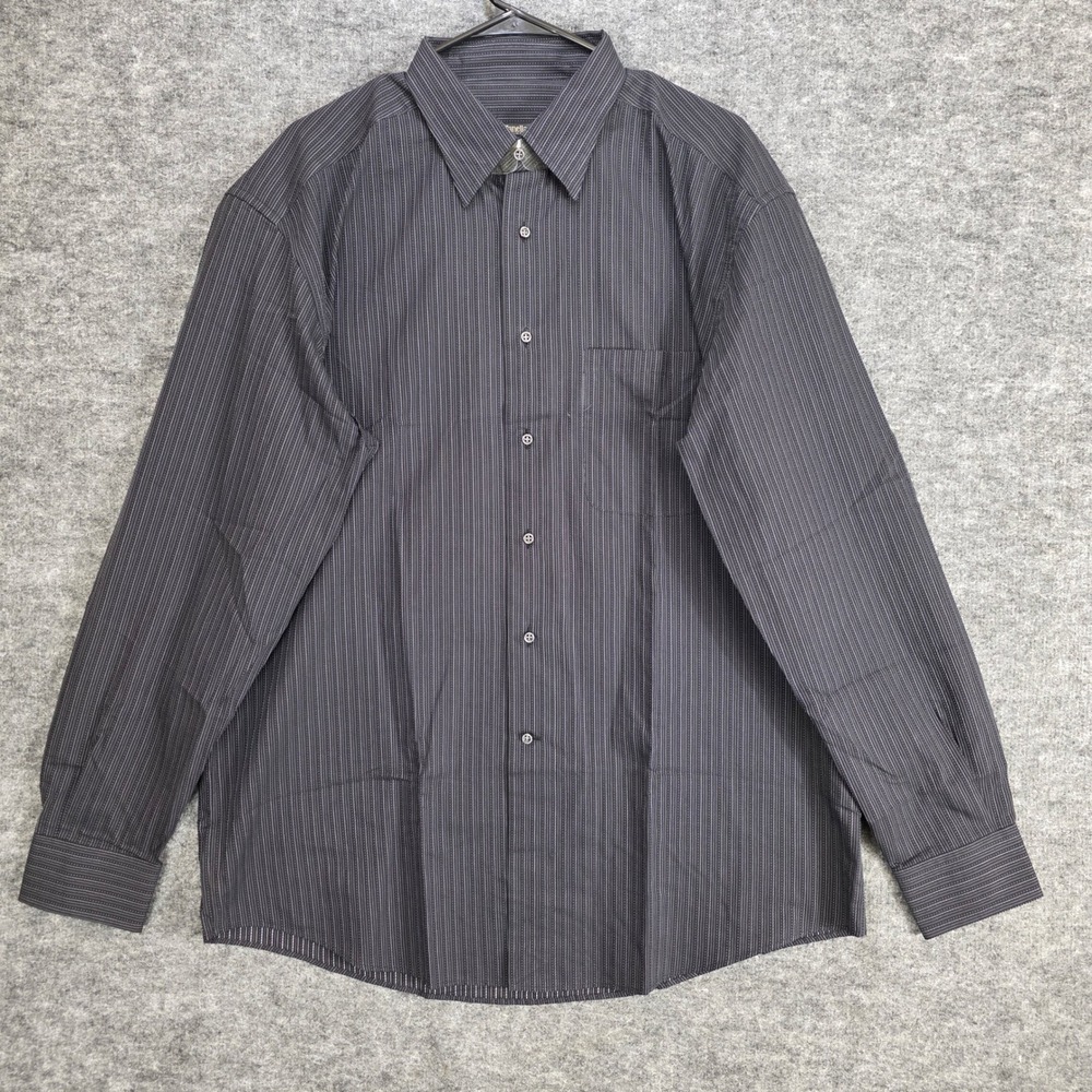 Zanella Button Down Shirt Mens XL Black Striped Long Sleeve Cotton Made In Italy